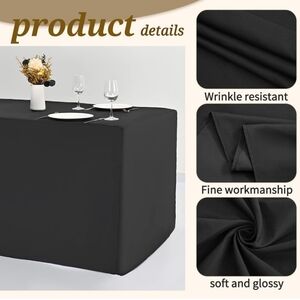 8 Black Round & 6 Rectangle Event Folding Table Linens Set